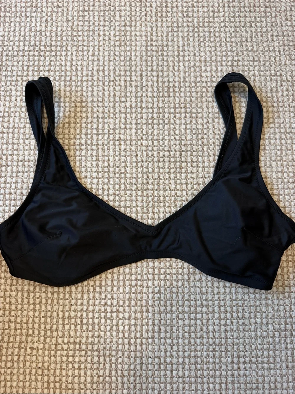 aerie Black Wide Strap V-Neck Bikini Top